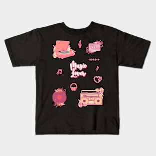 Stickers set music Retro Kawaii Pastel Kids T-Shirt